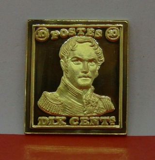 Modern Gold Plated 8.  6g Silver Stamp Ingot Belgium Belgian Leopold I 10c 1849