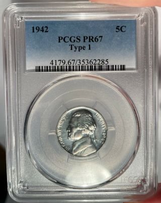 1942 5c Pcgs Pr 67 Proof Jefferson Nickel - Type 1