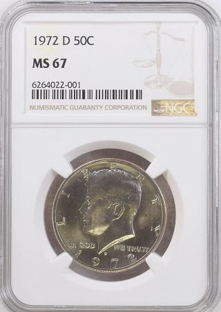 1972 - D 50c Kennedy Half Dollar Ngc Ms67.  6264022 - 001