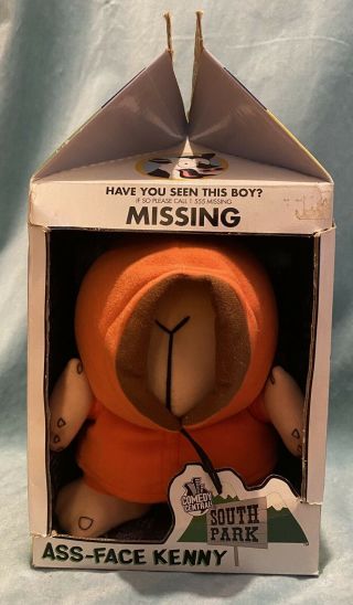 South Park Ass Face Kenny With Missing Milk Carton Plush Doll Figure 2002 Rare