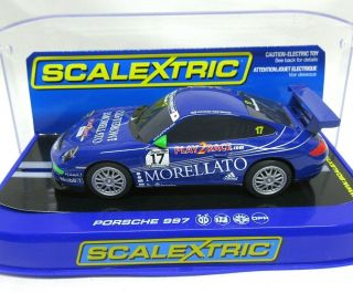 Scalextric Slot Car 1/32 Porsche 911 Carerra 997 Team Morellato Blue 17 C2900