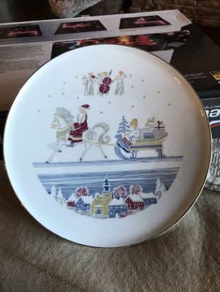 Vintage H&co Selb Heinrich Bavaria Germany Christmas Plate Santa And Sleigh