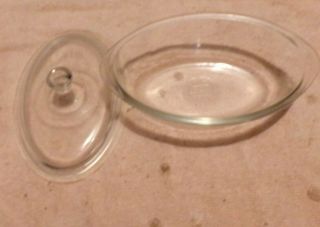 Vintage Glasbake J235 1 Quart Oval Clear Casserole Baking Dish And Lid