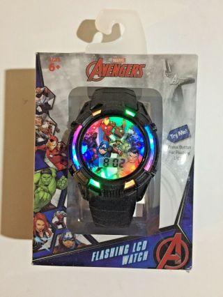Marvel Avengers Digital Multi - Color Flashing Lcd Watch Ages 6,  Accutime