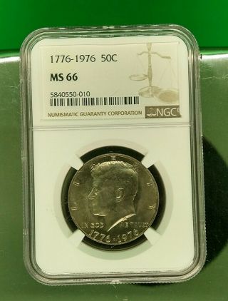 1976 P 50c Kennedy Bicentennial Half Dollar Clad Coin Ngc Ms66 Holder Gem Bu