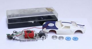 Vintage 1/32 Scale Ford Gt Slot Car Body Chassis Parts & Plastic Case
