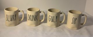 Rae Dunn Espresso Coffee Mini Mugs Gulp Sip Drink Slurp 4 Oz.  Set Of 4