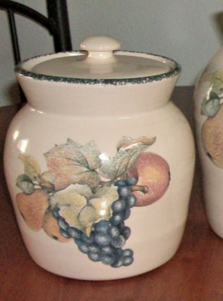 Fruit By Home Garden Party Canister With Lid Cookie Jar Pot Stoneware 9.  5 " High