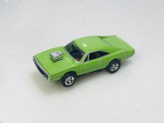 Autoworld Johnny Lightning Xtraction Green Dodge Charger Ho Slot Car