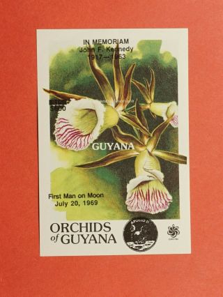 Unlisted Imperf Black Overprint 1991 Guyana In Memoriam Jfk Kennedy S/s Mnh