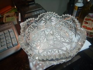 Old Cut Glass Bowl Heavy Lead Crystal Pattern From Estate