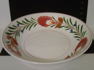 Ideal Ironstone Ware Large Salad Or Pasta Bowl White With Red And Green Floral