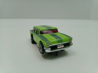 Vintage Aurora Afx Ho Scale Slot Car " 57 Chevy Nomad Lime Green W/green Stripes