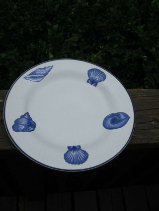 Nos Williams Sonoma Blue Shell Seashell Dinner Plate Dish 10 1/2 " Portugal