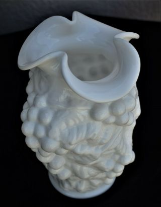 Imperial Milk Glass Vase Grape Design