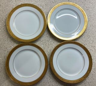 Limoges France A.  Raynaud Et Cie Ceralene Gold Band Salad Plates Set Of 4