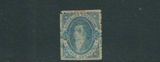 Argentina 1867 Rivadavia (scott 13 15c Blue) Vf,  Small Thin