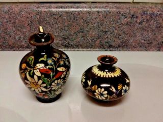 Thoune Pottery - Switzerland,  2 " & 3.  25 " Miniature Vases