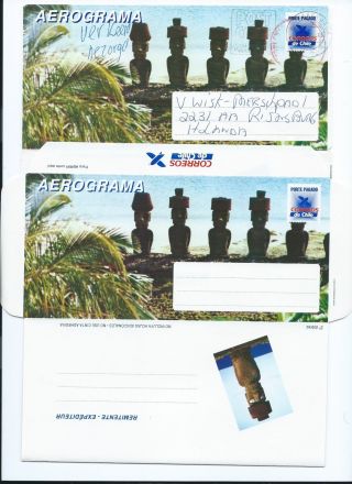 Chile Aerogram Mnh & Cancelled Easter Island Isla De Pascua Moai Ile De Paque