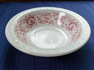 Syracuse China Roxbury Red Cereal / Soup Bowl,  Floral,  Restaurant Ware,  6 3/8”