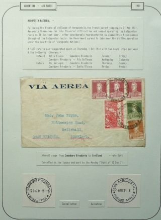 Argentina 12 Dec 1931 Airmail Cover From Comodoro Rivadavia To Scotland