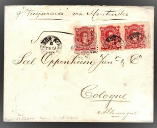 Argentina 1885 Cover To Germany With 3x 8c.  Rivadavia One Pair And Single Shade