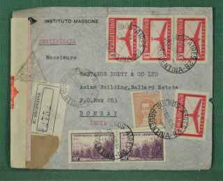 Argentina Stamp Cover Registered To Bombay India 1940 (m302)