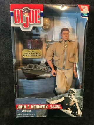 Gi Joe John F.  Kennedy Jfk 12 " Action Figure Nrfb Hasbro Pt 109 Boat Commander