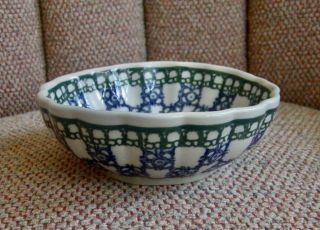 Polish Pottery Ceramika Artystyczna Boleslawiec Handmade Small Blue Bowl 4 3/4 "
