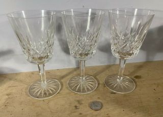 3 Waterford " Lismore " Crystal Wine Goblet / Chalice