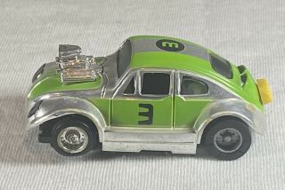 Vintage Tyco Pro Volkswagen Beetle " Vw Funny Bug " 3 Chrome & Green