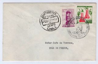 Chile 1967 Isla De Pascua Easter Island Lan First Flight From Santiago Ii