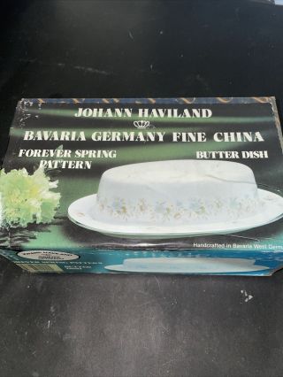 Johann Haviland Bavaria Germany Forever Spring Pattern Butter Dish