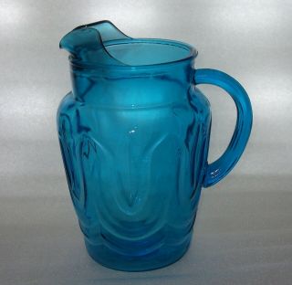 Anchor Hocking Colonial Tulip Lazar Blue Pitcher 80 Ounce