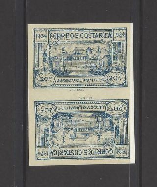 Costa Rica Olympic Games,  Tete Beche Pair,  Sc B4a Imperf Mlh 1924