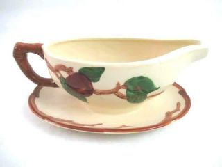 Franciscan Earthenware Red Apple Pattern Gravy Boat With Attached Underplate
