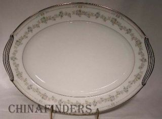 Noritake China Norwood Pattern 6011 Oval Serving Platter With Handles @ 13 - 3/4 "