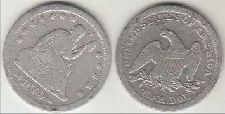Just Better Date 1855 - S Seated Liberty Quarter F Details