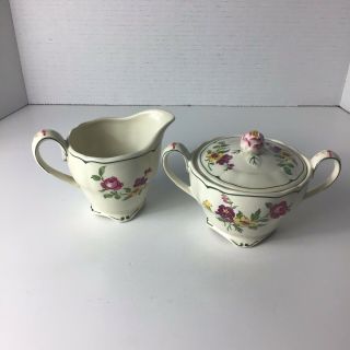 Rare Vintage Marlborough W.  H.  Grindley Royal Petal Kashmir Sugar Bowl & Creamer