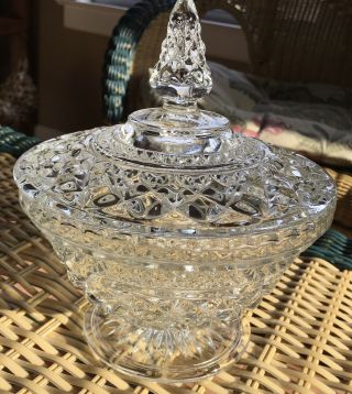 Vintage Anchor Hocking Clear Glass Wexford Candy Dish With Lid.