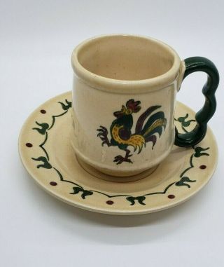 Poppytrail Homestead Provincial Colonial Heritage Metlox Rooster Mug And Saucer