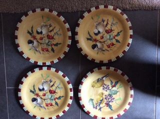 Set Of 4 Lenox Winter Greetings Goldfinch Nuthatch Chikadee Mcclung Salad Plates
