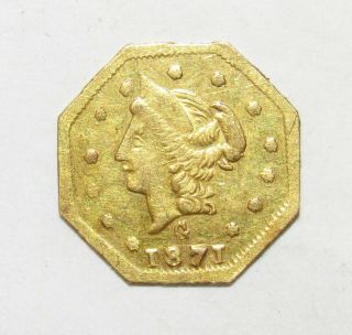 1871 California Gold 50 Cents Octagonal Bg 924 Au