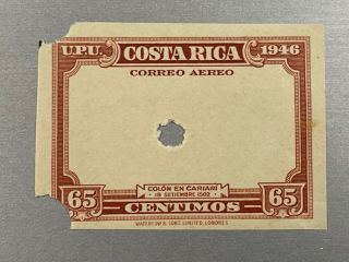 Costa Rica 1947 65cts Plate Proof - Frame Only - Columbus In Cariari