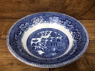 Vintage Staffordshire England Ye Olde Willow Blue & White 7.  75 Inch Soup Bowl