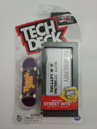 Tech Deck Street Hits " Thank You " Skate Fingerboard,  Obstacle Newberry