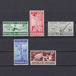 Panama 1938,  Sc C43 - C47,  Air Mail,  Sports,  Mh
