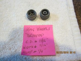 (2) Unknown Brand 1/24 Scale Slot Car Magnesium Mag Wheels Threaded