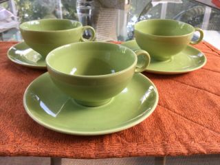 Vintage " Green " Universal Ballerina Cups & Saucers (3)