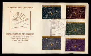 Dr Who 1962 Paraguay Fdc Space Planets Cachet Combo Imperf G34523